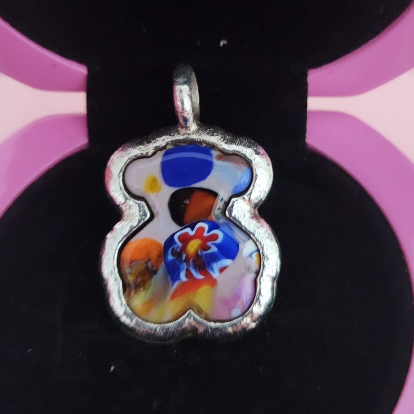 Colgante Tous Murano Colgante Grande Minifiore Oso Con Baño De Oro 18 Kt Sobre Plata Y