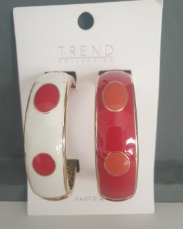 JOYAS PULSERAS BRAZALETES DORADA ESMALTADA BLANCA Y ROJA.PARFOIS