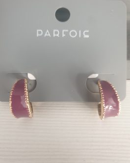 Z JOYAS PENDIENTES AROS DORADOS CON ESMALTE VIOLETA.PARFOIS