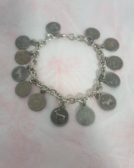 Z PULSERA PLATA PAVONADA COLGANGES HOROSCOPO VINTAGE.