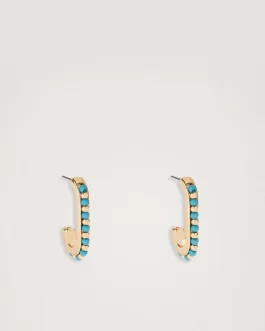 Z/PARFOIS J PENDIENTES DORADOS FORMA RECTANGULAR COLOR TURQUESA.