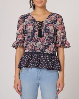 Z/BLUSA LOIS CORAL CRUDO Y AZUL TALLA S