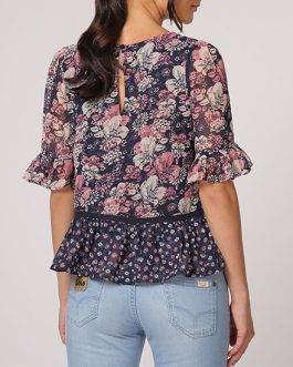 Z/BLUSA LOIS CORAL CRUDO Y AZUL TALLA S