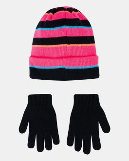GORRO Y GUANTES ROSA Y NEGRO. SET NIKE