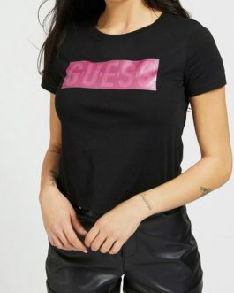 z/CAMISETA GUESS- NEGRA Y ROSA/TALLA L