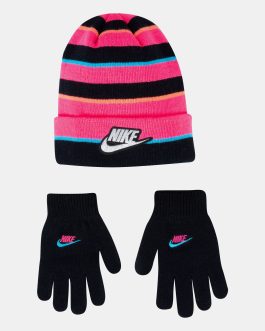 GORRO Y GUANTES ROSA Y NEGRO. SET NIKE