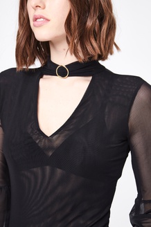 Z/CAMISETA-BLUSA NEGRA BIMATERIA-TALLAS /S-GUESS