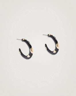 JOYAS/ARGOLLAS DORADO Y ESMALTE NEGRO PARFOIS.
