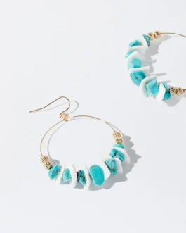 JOYAS/ARGOLLAS TURQUESA Y BLANCA PARFOIS