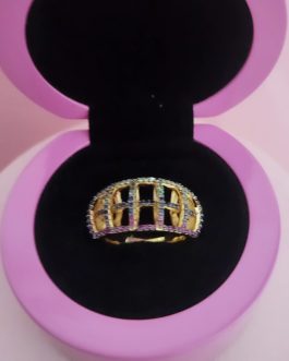 Anillo de Plata de Ley Amarilla Vermeil con Piedras Preciosas