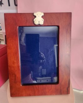 MARCO DE FOTOS MADERA Y OSO PLATA TOUS